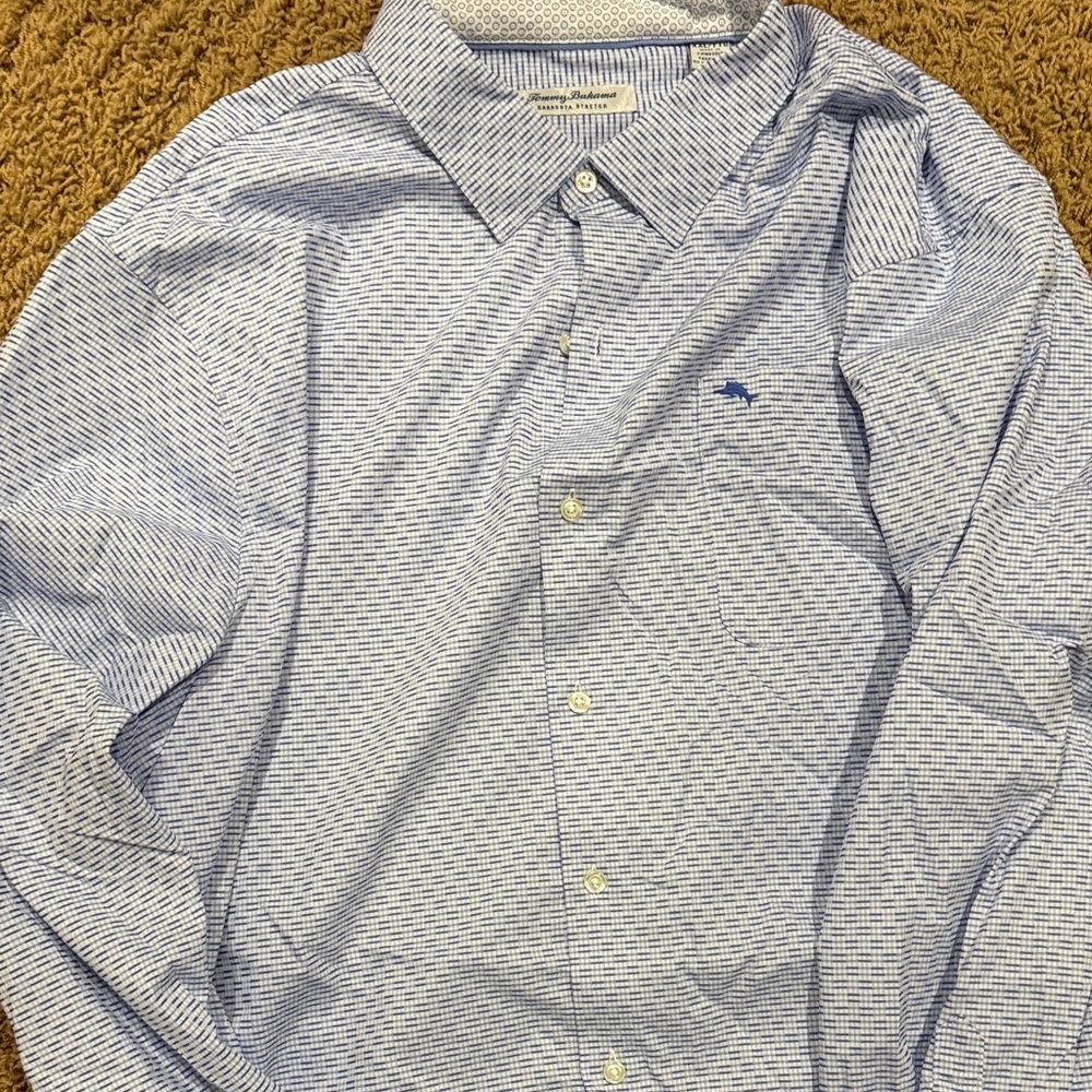 Tommy Bahama Blue Patterned Button Down Shirt